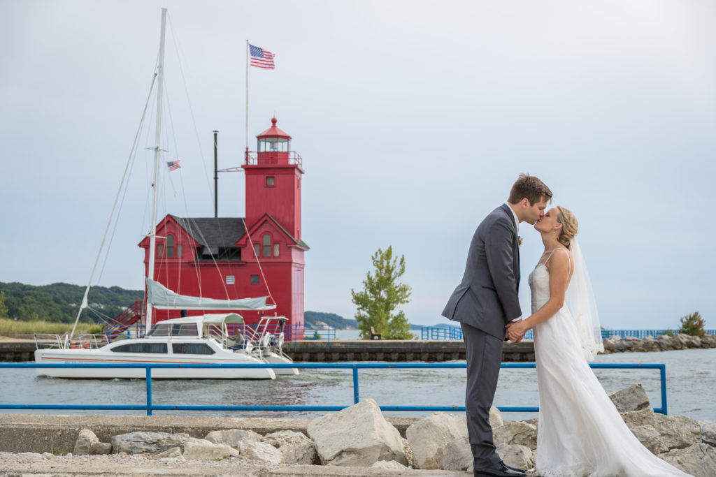 Bride and Groom by Holland lighthouse